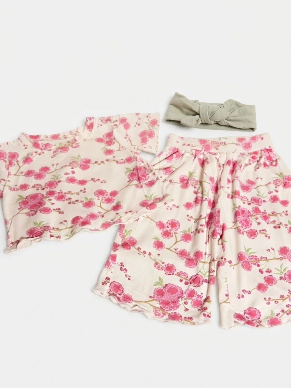 kate quinn Pink Floral Set with Green Headband